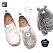 UIN Footwear Men -Be with You- Men Bear Painted Flats Canvas loafers