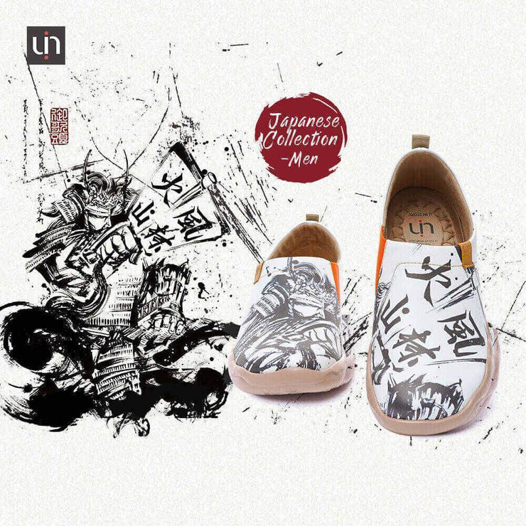 UIN Footwear Men -Fuurin Kazan Samurai- Art Painted Men Fashion Shoes Canvas loafers