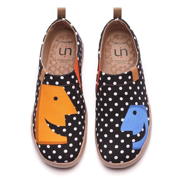 UIN Footwear Men -Hola- Male Trendy Dot Painted Flats Canvas loafers