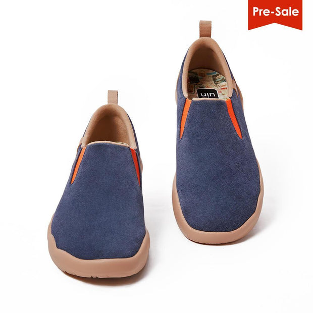 UIN Footwear Men (Pre-sale) Cuenca Deep Blue Cow Suede Canvas loafers