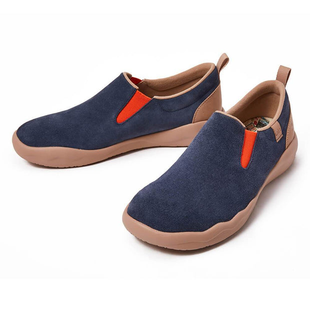 UIN Footwear Men (Pre-sale) Cuenca Deep Blue Cow Suede Canvas loafers