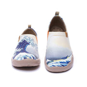 UIN Footwear Women -Great Wave off Kanagawa- Art Painted Women Fashion Flat Shoes Canvas loafers