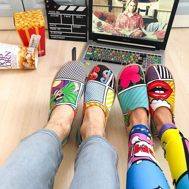 UIN Footwear Women Kiss On the Chic Pop Art Female Shoes Canvas loafers