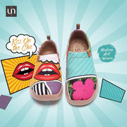 UIN Footwear Women Kiss On the Chic Pop Art Female Shoes Canvas loafers