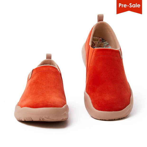 UIN Footwear Women (Pre-sale) Toledo II Orange Red Cow Suede Canvas loafers