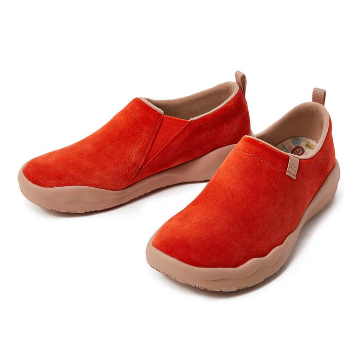 UIN Footwear Women (Pre-sale) Toledo II Orange Red Cow Suede Canvas loafers