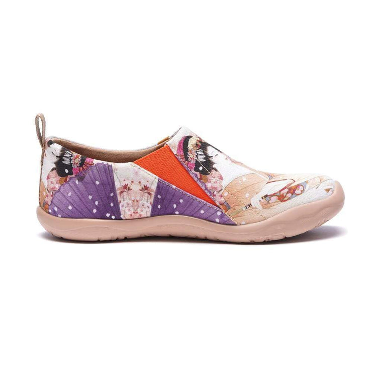 UIN Footwear Women -Under the Cheery Tree- Women Painted Slip-on Casual Shoes Canvas loafers